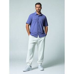 CALVIN KLEIN Men's Short Sleeve Button-Front Shirt size XL/ TG